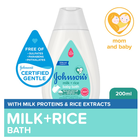 Johnson's Milk + Rice Baby Bath 200ml - Baby Essentials, Baby Care, Baby Wash, Body Wash For Baby