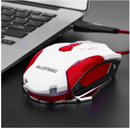 Domybest ALLOYSEED K1015 7 Buttons USB LED Optical Wired Gaming Game Mouse Mice White+Red (UK Stock)