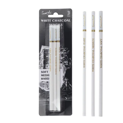 3Pcs White Sketch Charcoal Pencils Standard Pencil Drawing Pencils Set for School Tool Painting Art Supplies