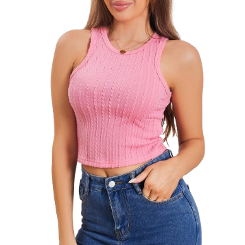 Lovito Women Casual Plain Basic Tank Top LBL06157 (Pink)
