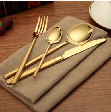 Golden Fashionable Kitchen Stainless Steel Spoon and Fork Cutlery Set 24 Pieces