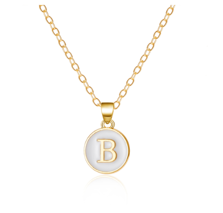 26 Initial Pendant Necklace Men's and Women's Fashion Simple Style Initial Pendant Gold Necklace Holiday Gift B
