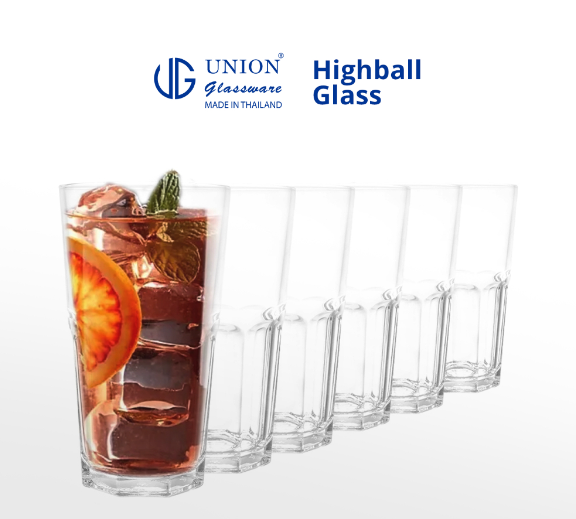 UNION GLASS Thailand Premium Clear Glass Rock Glass Water Juice Soda Liquor Glass 420ml Set of 6