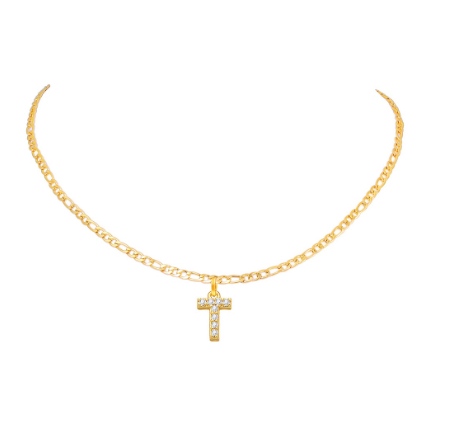 Vnox 14 Yellow Gold Plated Cubic Zirconia Initial Necklace Letter Necklaces for Women 20inch Chain T