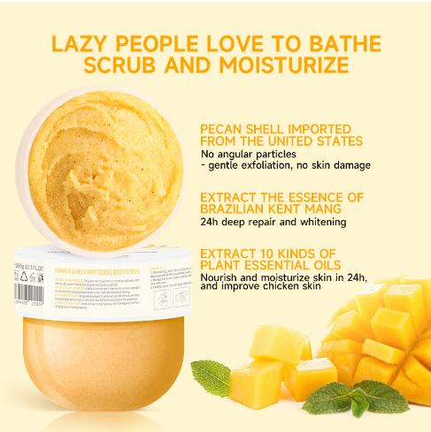 GMEELAN Mango Body Scrub Whitening Bath Wash Smoothing Deep Cleansing 350g