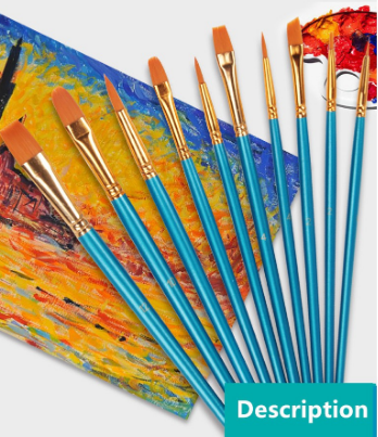 10 in 1 Watercolor Poster Paint Brushes Oil Watercolor Artist Nylon Hair Painting Brush Pen
