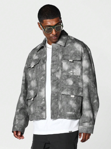 SUMWON Boxy Fit Jacket With All Over Print