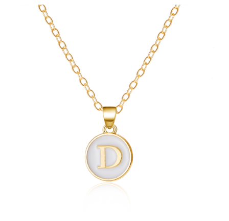 26 Initial Pendant Necklace Men's and Women's Fashion Simple Style Initial Pendant Gold Necklace Holiday Gift D