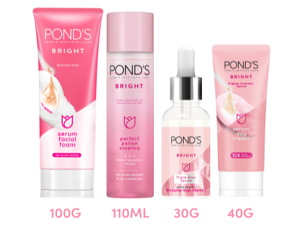 Pond's Ultimate Brightening Kit with Facial Foam 100g, Essence 110ml, Serum 30g, and Cream 40g