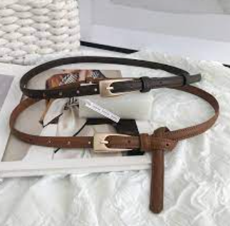 Metal Pin Buckle Women Belt Simple Slim-fit Leather Thin Adjustable Ladies Waist Belt Chic Dresses Jeans Fashion Belt
