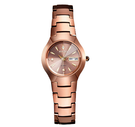SENO Couple Watches Korean Version Luxury Waterproof Calendar Classic Fashion Casual Quartz Wristwatch Rustproof Stainless Steel Watch ROSEGOLD
