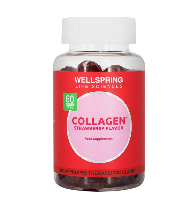 Wellspring Collagen with Vitamin C and Biotin Anti Aging for Skin Gummies Strawberry Flavor 500MG 60 Capsule