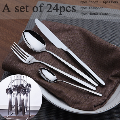 Cutlery Set Silver Gift Box with Stainless Knife Spoon and Fork Cutlery Organizer Stainless 24 Pieces