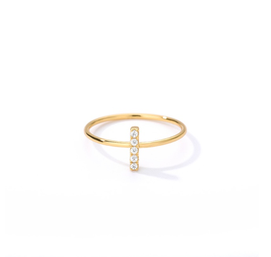 Maxzone Initial Letter Rings For Women Stainless Steel Gold Ring A-Z Letters Finger Ring Couple Wedding Aesthetic Jewelry Gift I