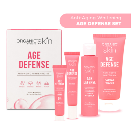 Organic Skin Japan Age Defense Anti-Aging Whitening Set Anti Aging 4 in 1 Skincare Set