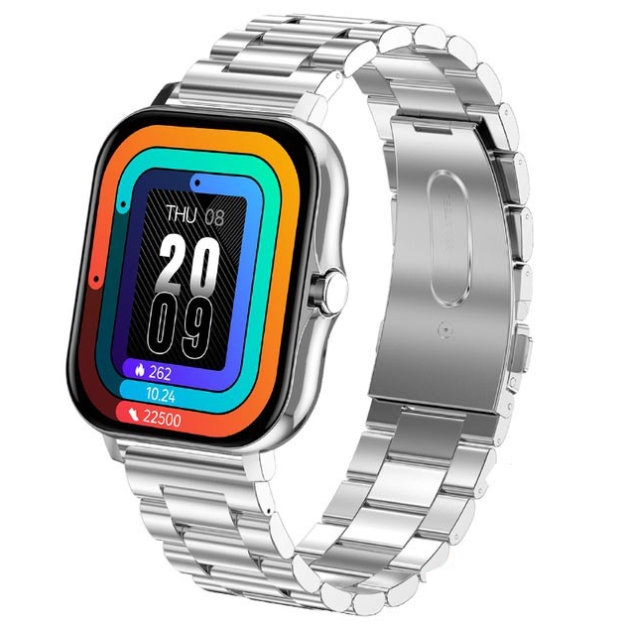 Smart Watch SILVER Compatible to Android and IOS (Waterproof, Sports, Fitness) Men/Women