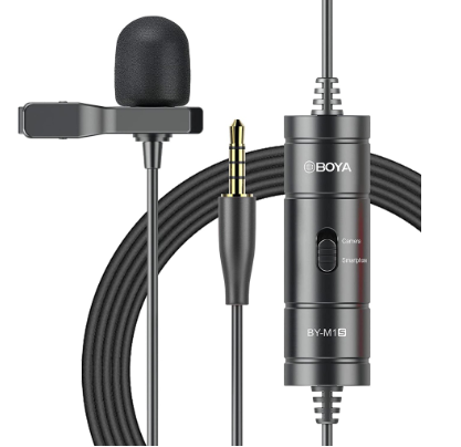 Boya BY-M1S Lavalier Microphone With Battery Powered By Devices For Camera Laptop Smartphones Lapel Mic