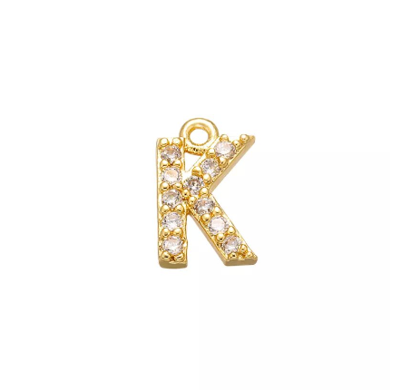 Vnox 9x11.5mm Brass Cubic Zirconia Crystal 26 Letter Charms Pendants for Women Necklace Earring Jewelry Accessories K