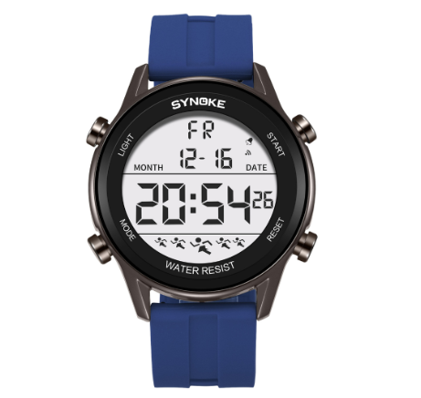 SYNOKE Men's Sports Electronic Watch Lightweight Design Fashion Trend Nightlight Waterproof Men's and Women's Digital Watch BLUE