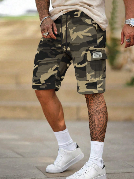 Men's Camouflage Non Stretch Cargo Shorts, Multi-Pocket Durable Summer Shorts For Outdoor Wear