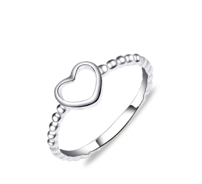 Italy Sterling Silver Heart Thin Ladies Ring