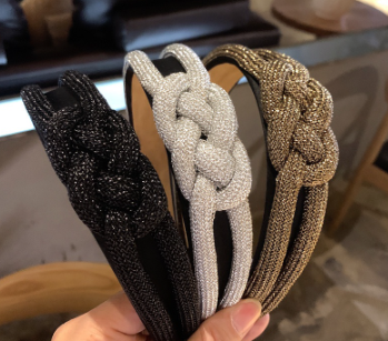 Korean Hair Accessories Gold Silk Rope Twist Hair Hoop Women's Simple Wide-Brimmed Headband