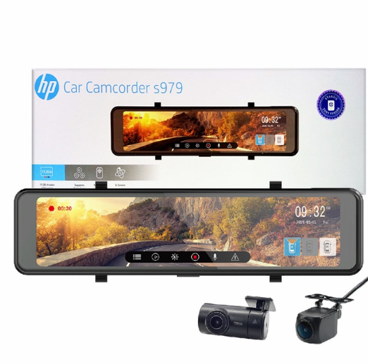 HP Rearview Camcorder s979 Full HD 1080P 11.26 '' Full Screen Touch Panel with 32gb Micro Sd Card