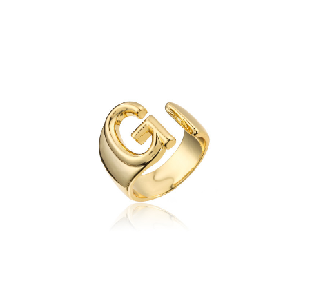 New Copper Plated Gold 26 A-Z Letter Opening Adjustable Ring Women's Initial Name Gold Jewelry Commemorative Couple Gift G