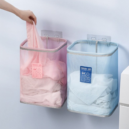 Wall Mounted Laundry Basket Dirty Hamper Collapsible Bathroom Clothes Storage Bags