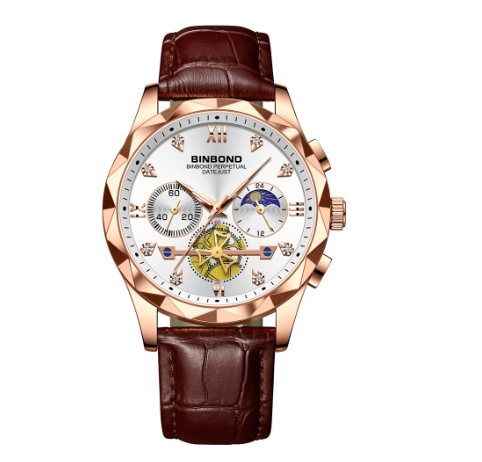 Binbond Original Luxury Watch Multi-Function Quartz Watch All-Match Trendy Watch Fashion Casual Trendy Male Tungsten Steel Color WristWATCH 1