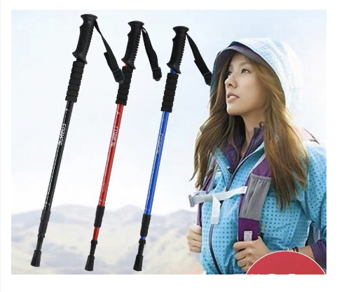 UNI ACE Outdoor Trekking Pole Cane Telescopic Stick Straight Handle Walking Mountaineering Crutches