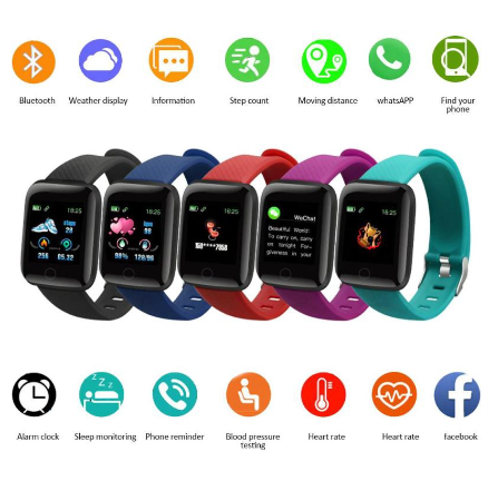 116 Plus Smart Watch Heart Rate Blood Pressure Waterproof Smart Bracelet