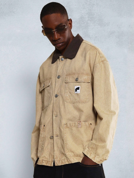 SUMWON Corduroy Collar Twill Pocket Workwear Jacket