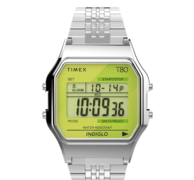 Timex T80 Silver Stainless Steel Digital Watch For Unisex TW2V19300