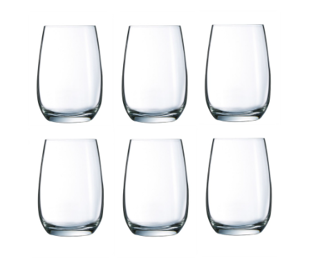 6pc Stemless Wine Glass Hermitage H9206 370ml H/B Water Tumbler Drinking Set