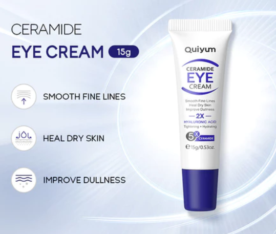 QUIYUM 5X Ceramide Eye Cream 2X Hyaluronic Acid Repair Fine Lines Eye Bag Eye Moisturizer 15g