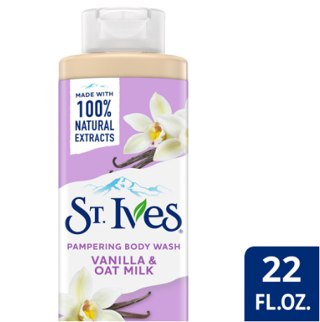 ST. IVES Vanilla & Oat Milk Pampering Body Wash Made with 100% Natural Exfoliants 22OZ