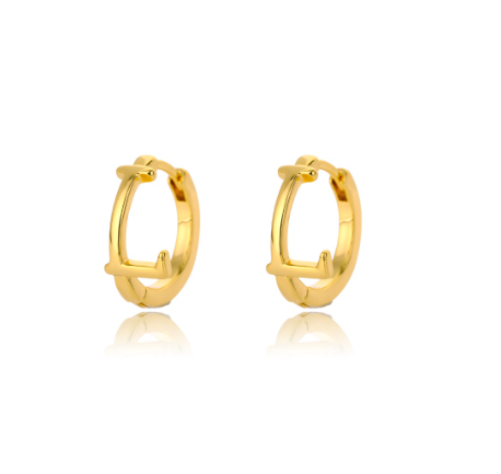 Kaijiang Anting-anting Initial Letter Hoop Earrings For Women A-Z Letter Piercing Stainless Steel Earring Korean Fashion Jewelry L