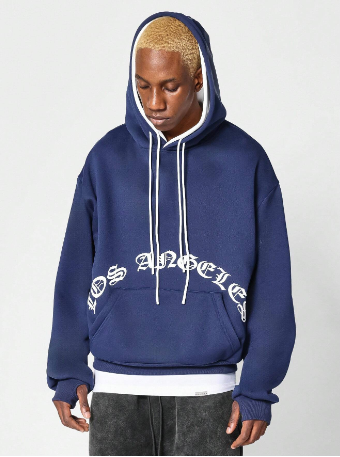 SUMWON Overhead Double Layer Hoodie With Graphic Print