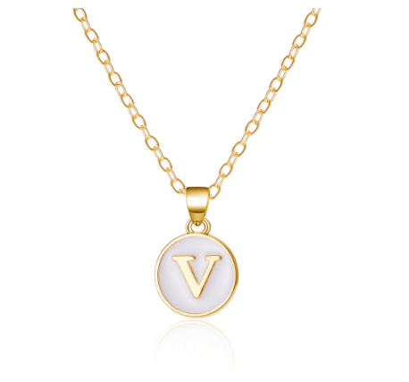 26 Initial Pendant Necklace Men's and Women's Fashion Simple Style Initial Pendant Gold Necklace Holiday Gift V