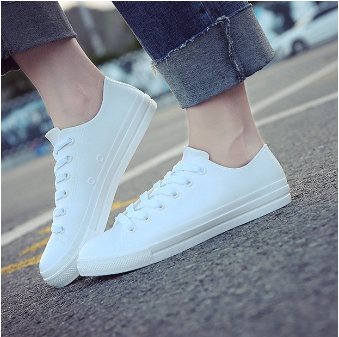 White rubber shoes female low help rain boots students Korean version of non-slip rain boots
