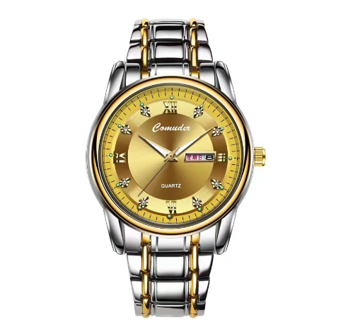 Binbond Original Luxury Men's Watch Gold Luxury Stainless Steel Waterproof Business Luminous Calendar Men's Watch M2