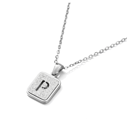 St. Kunkka 316L Stainless Steel Hollow A-Z Letter Pendant Necklace for Gift and Birthday Gift  P