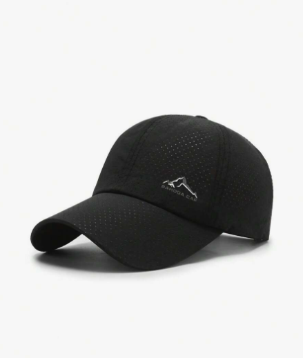 1pc Black Sports Golf Cap Sun-Blocking Thin Outdoor Breathable Quick-Drying Duckbill Baseball Cap For Summer