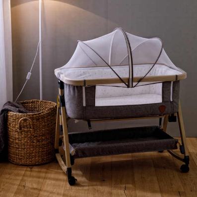 Play Kids Portable High Quality Baby Crib Co Sleeper With Mattress Bedside Rocker
