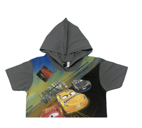 Disney Cars Lead The Way Cars Boys Kids Gray T-Shirt With Hood