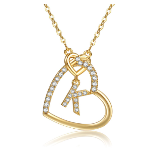 A-Z Letter Necklaces Fashionable Heart Pendant Accessories Women's Necklace K