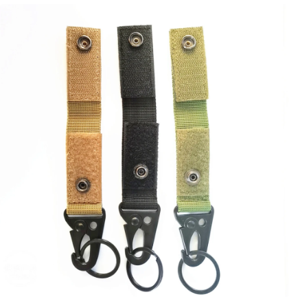 Outdoor Camping Tactical Molle Key Ring Chain Keychain Nylon Belt Key Holder Carabiners Hanger Buckle Hook Multitool Hiking