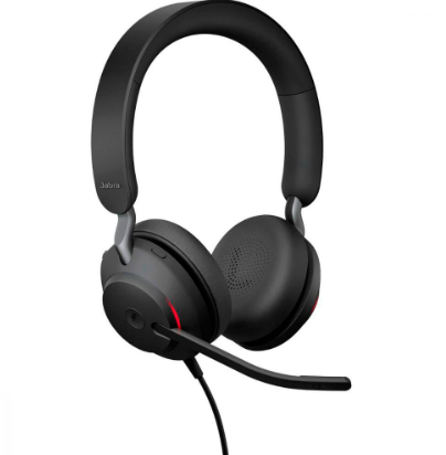 Jabra Evolve2 40 MS Stereo Wired Headsets USB-A Passive Noise Cancelling Headphones