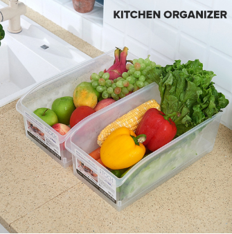 Locaupin Plastic Multifunctional Kitchen Organizer Food Storage Pantry Cabinet Fridge Container Bin